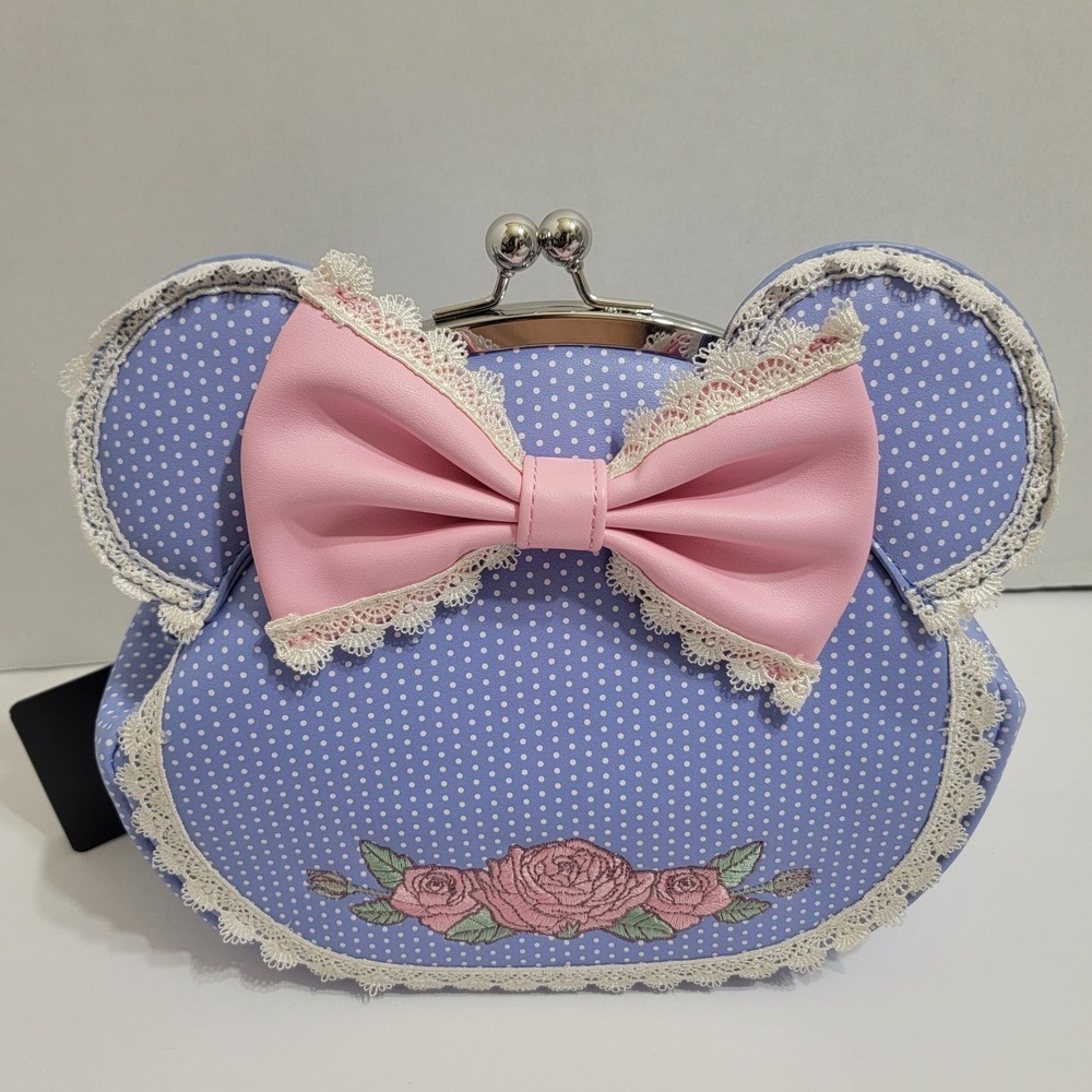 NEW! LOUNGEFLY‎ DISNEY MINNIE MOUSE FLORAL LACE CROSSBODY BAG & MATCHING WALLET! - Picture 6 of 13